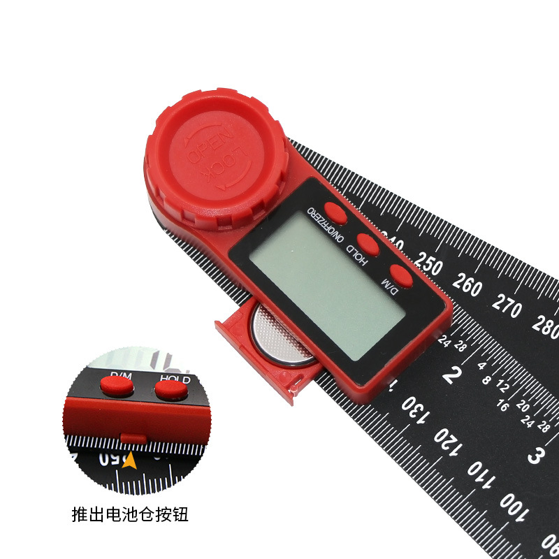 Two-in-One Digital Display Goniometer Protractor Digital Display Angle Square Black Vernier Caliper 360 Degrees Measuring One Foot Multi-Purpose