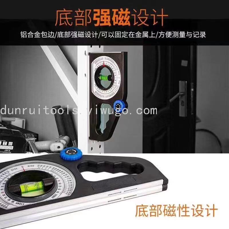 Multi-Function Slope Measuring Angle Meter Double Attention Gauge Ring Spirit Level Oblique Bottom Universal Horizontal Ruler