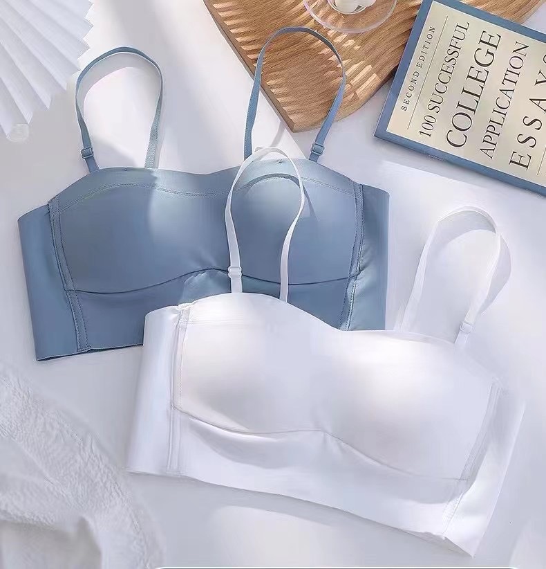 Plain Oxygen Non-Sensitive Tube Top Underwear No Steel Ring Seamless Big Chest Small Adjustable Non-Slip Wrapped Chest Invisible Bra