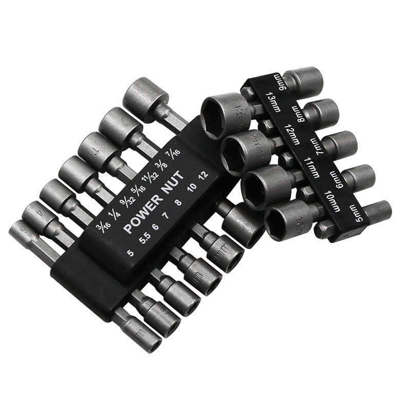 14 PCs Pneumatic Wind Batch Pullover Hexagon Socket Wrench Anchor Bolt Sleeve Electric Bit Self-Tapping Screws