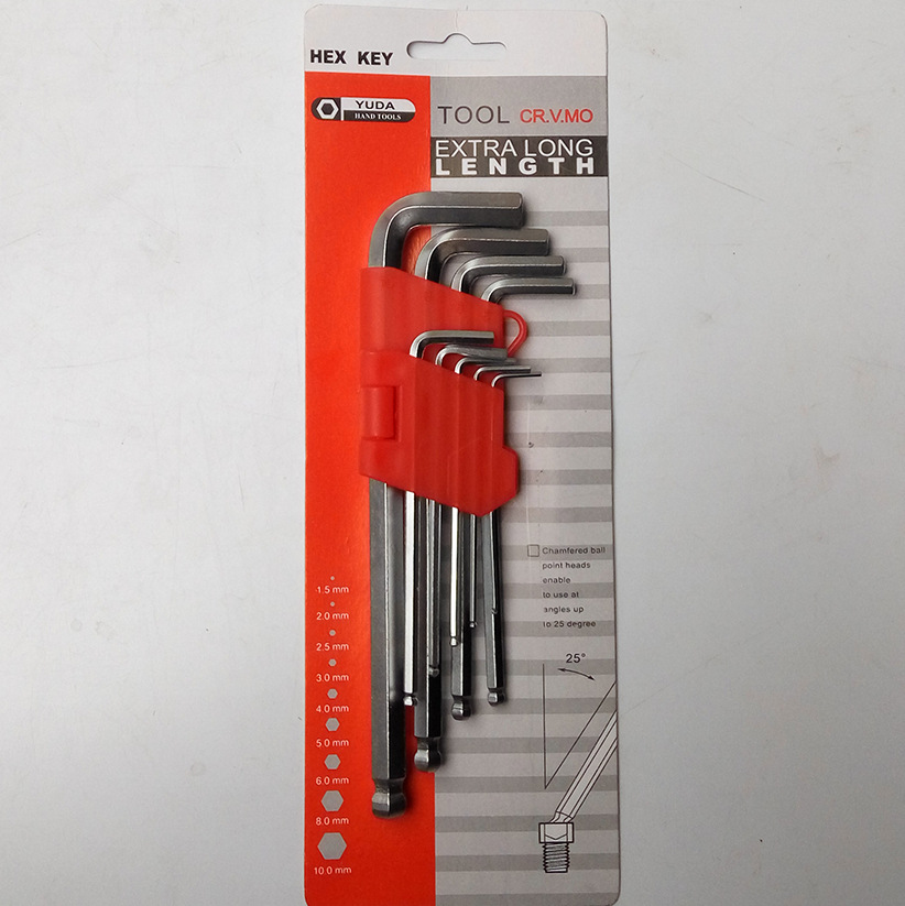 Supply 9-Piece Set Lengthened Matte Hexagon Socket Set Hexagon Socket Ball Head Wrench Linyi Yuanhong Hardware Tools