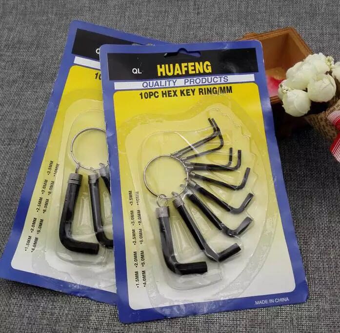 Hexagon socket set tool hexagon rod spanner inside hexagon screw wrench inside 10pc