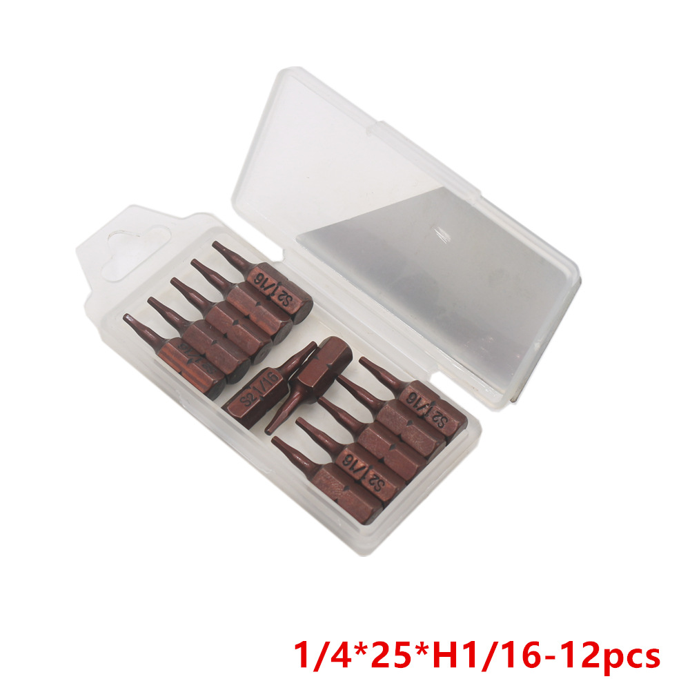 S2 Steel Hardened British Hexagon Socket Screwdrivers Blades 25mm Short Head Pneumatic Screw Bit 1/4 Handle Screwdriver Bits Screwdriver