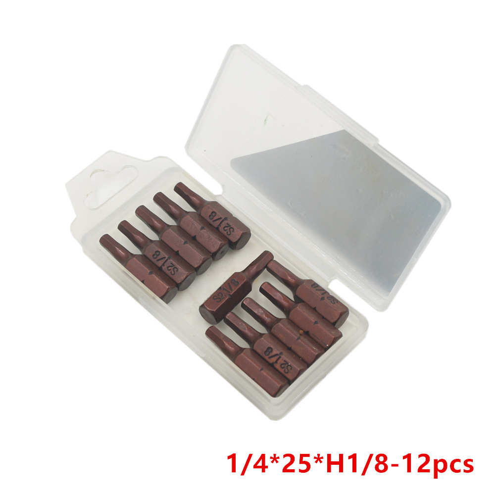 S2 Steel Hardened British Hexagon Socket Screwdrivers Blades 25mm Short Head Pneumatic Screw Bit 1/4 Handle Screwdriver Bits Screwdriver