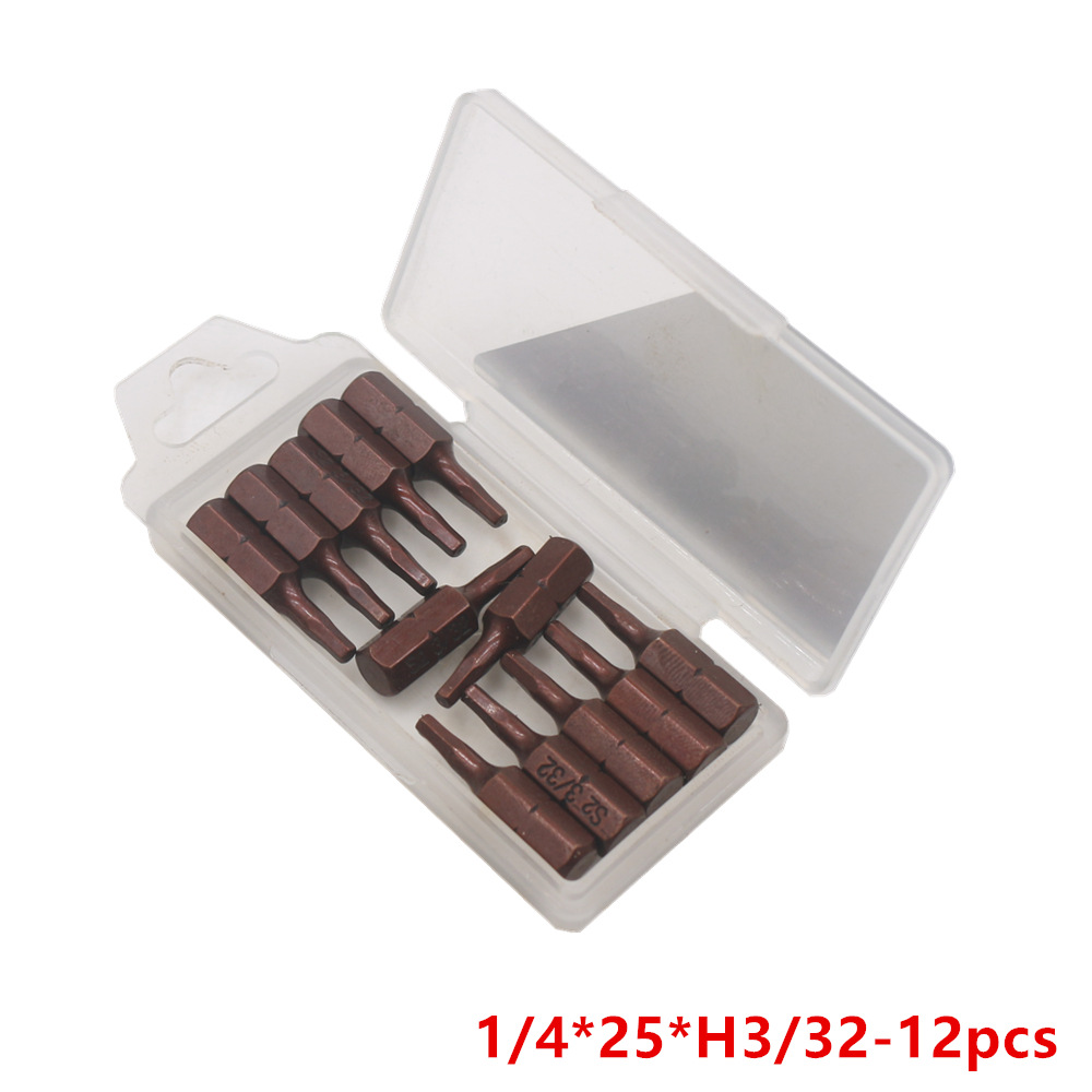 S2 Steel Hardened British Hexagon Socket Screwdrivers Blades 25mm Short Head Pneumatic Screw Bit 1/4 Handle Screwdriver Bits Screwdriver