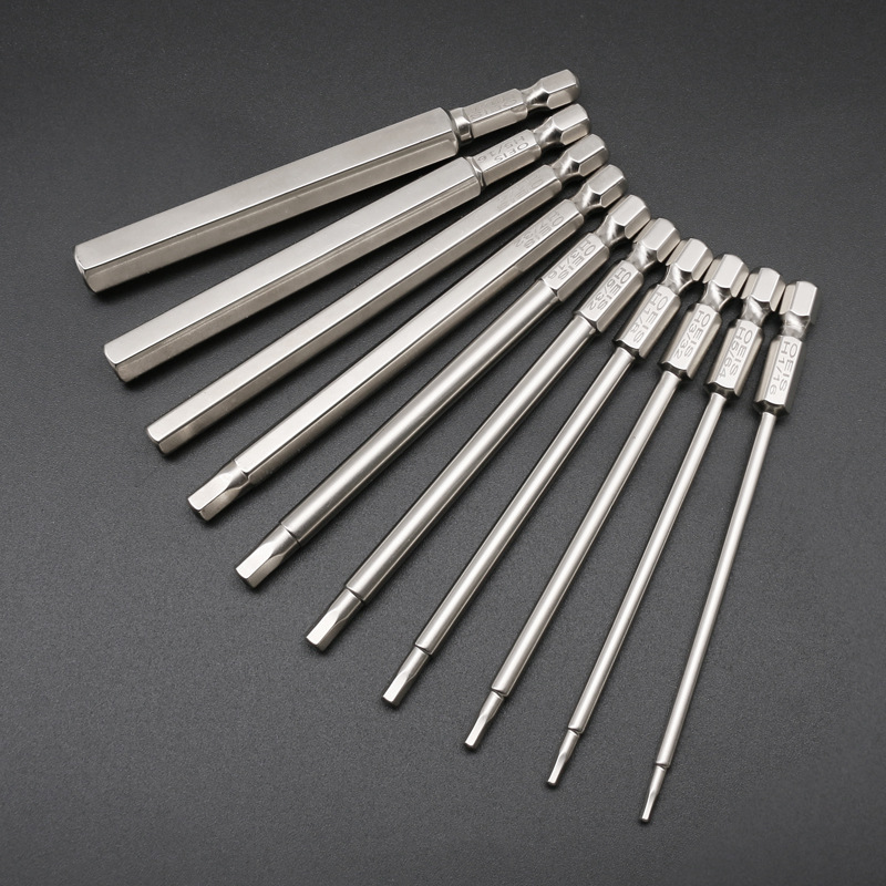 S2 Steel 1/4 with Magnetic British Hexagon Socket Pneumatic Bit Electroplating Anti-Rust Hexagon Screwdriver Screwdriver Screwdriver Screw Bit