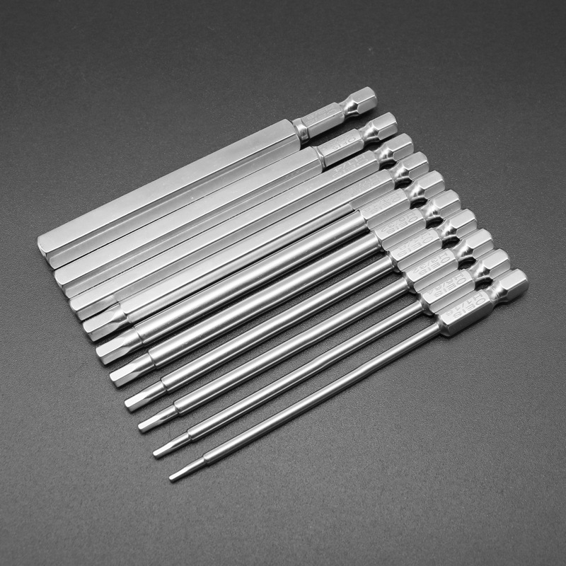S2 Steel 1/4 with Magnetic British Hexagon Socket Pneumatic Bit Electroplating Anti-Rust Hexagon Screwdriver Screwdriver Screwdriver Screw Bit