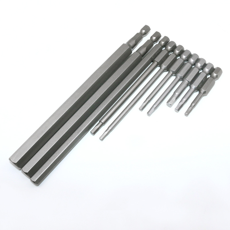S2 Steel 1/4 Magnetic 50-200mm Hexagon Socket Screwdrivers Blades Hardened Hexagon Socket Pneumatic Screw Driver Electric Screwdriver Mouth