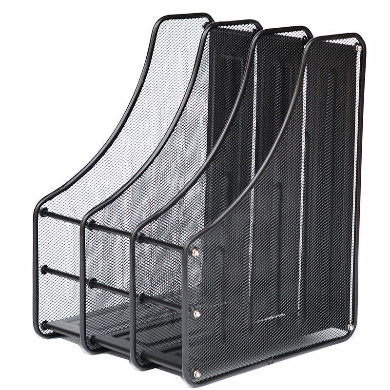 Office desktop storage supplies metal wire three sets of file rack information rack file bar information box