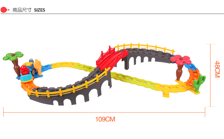 Cartoon Electric Roller Coaster Track Train Toy Viaduct Track Car Little Monkey Light Music Car