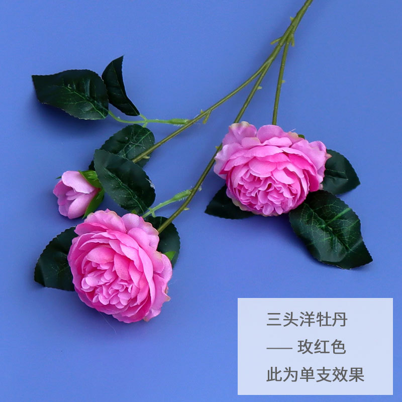 Artificial Flower Three Three Heads Ranunculus Asiaticus Wedding Road Lead Wedding Hall Ceiling Brazilian Rose Artificial Bouquet Core Peony