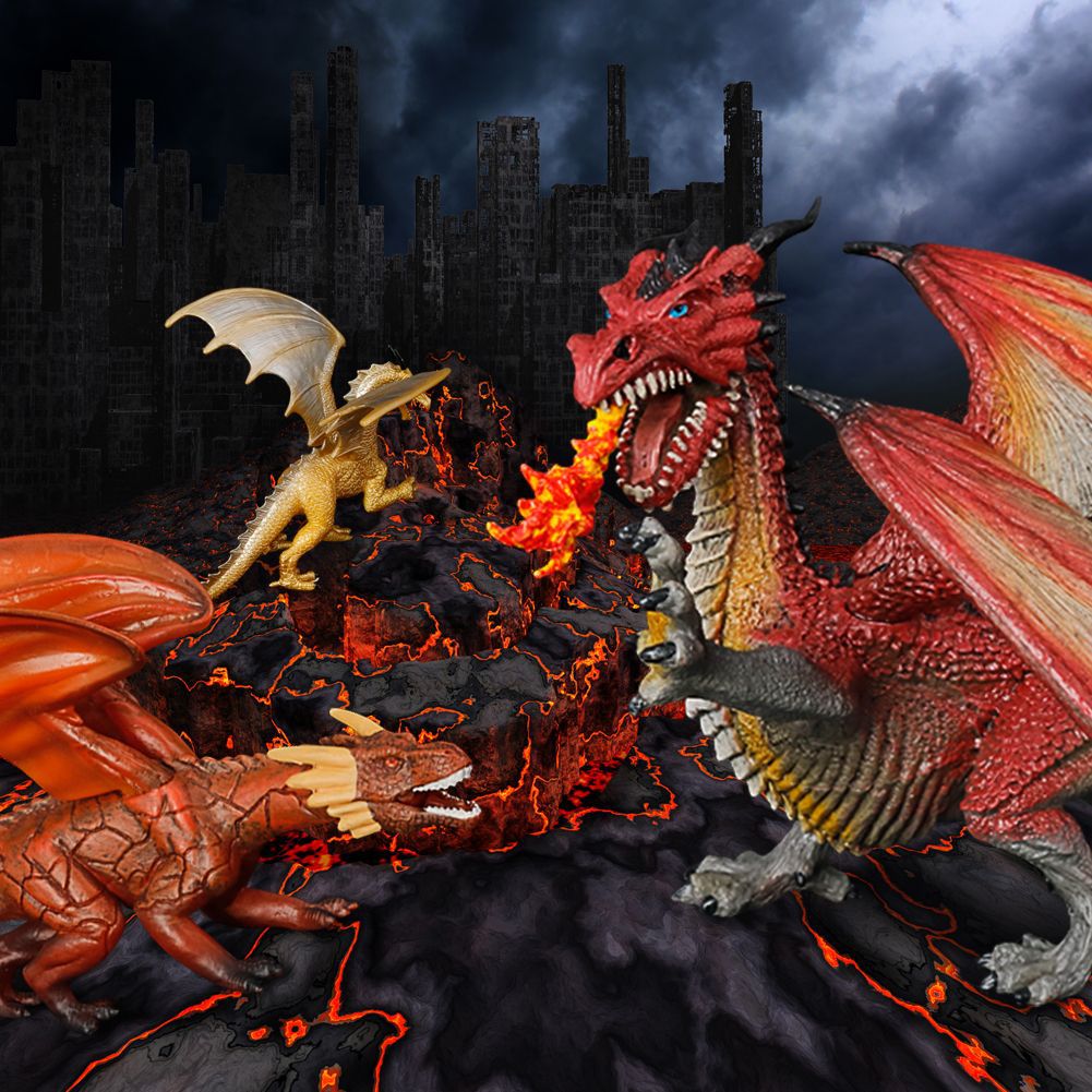Cross-Border Warcraft Model Western Myth Series Warcraft Dragon Ice Dragon Fire Dragon Sea Dragon a Dragon with Three Heads Wild Dragon