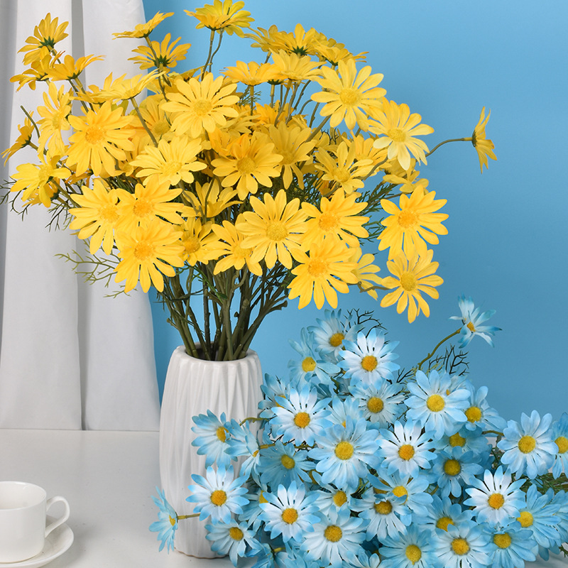 Simulation Little Daisy 5 Heads New York Aster Chamomile Flower Bridal Bouquet Wedding Home Furnishing Decorative Fake Flower Factory Wholesale