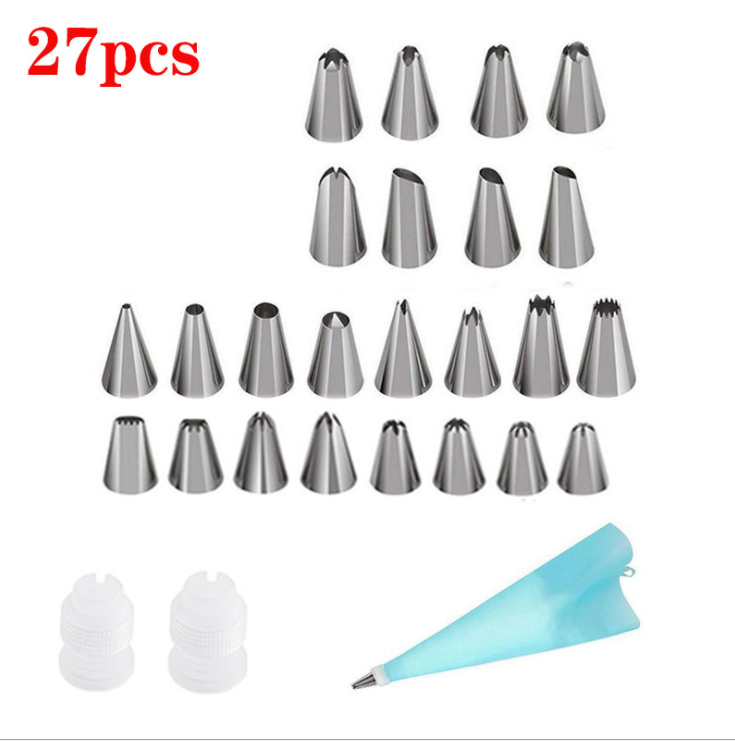 Baking Utensils 27 PCs Set 24 Heads Pastry Nozzle Set Cake Decorating Tools Converter TPU Decorating Pouch