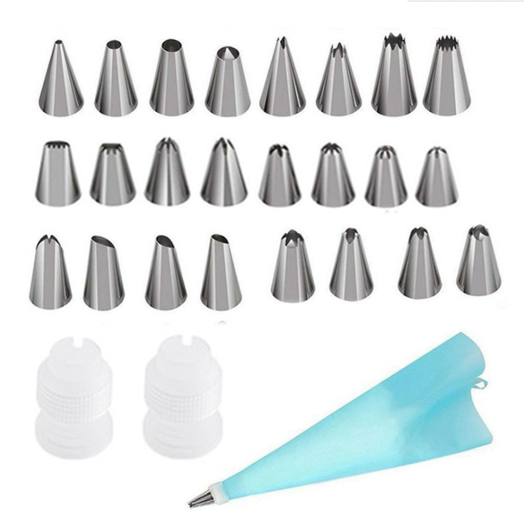 Baking Utensils 27 PCs Set 24 Heads Pastry Nozzle Set Cake Decorating Tools Converter TPU Decorating Pouch