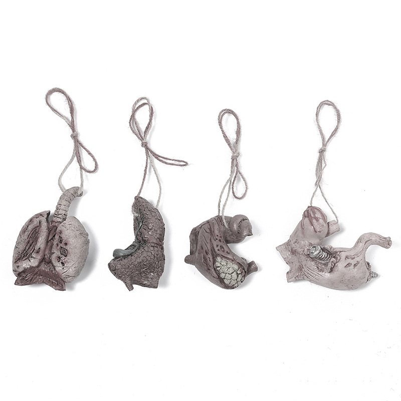 The Halloween trick props hands broken feet simulation Human organs hanging house chamber animal heads hanging