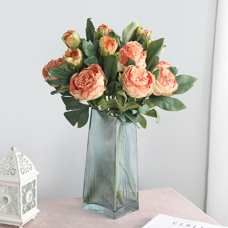 Amazon Sources Living Room Home Decoration Simulation Fake Flower Bouquet Bride Holding Artificial Flower 2 Heads Vintage Peony