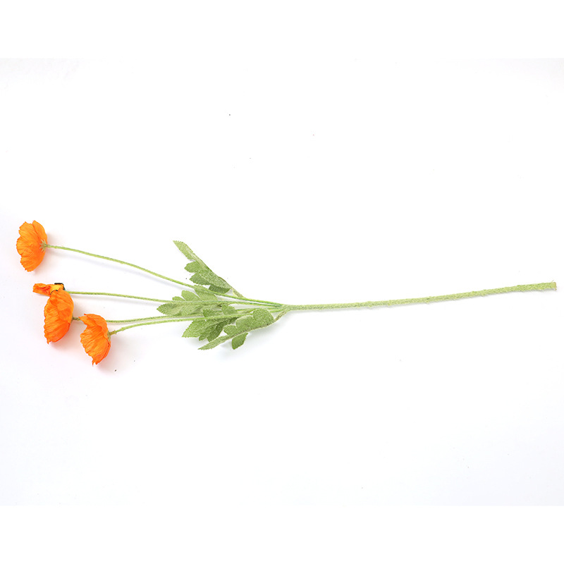 Spot Flocking Yu Meiren 4 Heads Silk Flower and Emulational Flower Poppy Flower Hotel Wedding flower