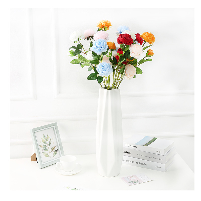 Simulation European 3 Heads Ranunculus Asiaticus Wedding Home Decoration Fake Flower and Plastic Flower Silk Flower Artificial Flowers Simulation Peony Flower