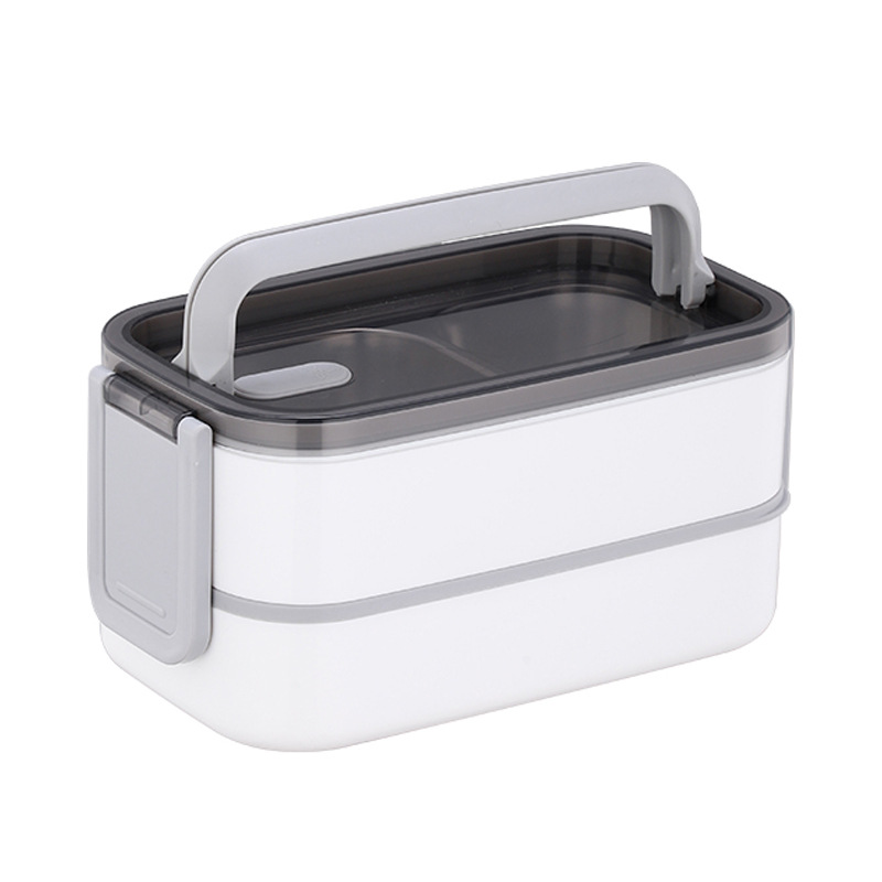 Korean-Style Cartoon 304 Stainless Steel Square Lunch Box Tape Handle Portable Heating Anti-Overflow Double-Layer Plastic Steel Lunch Box