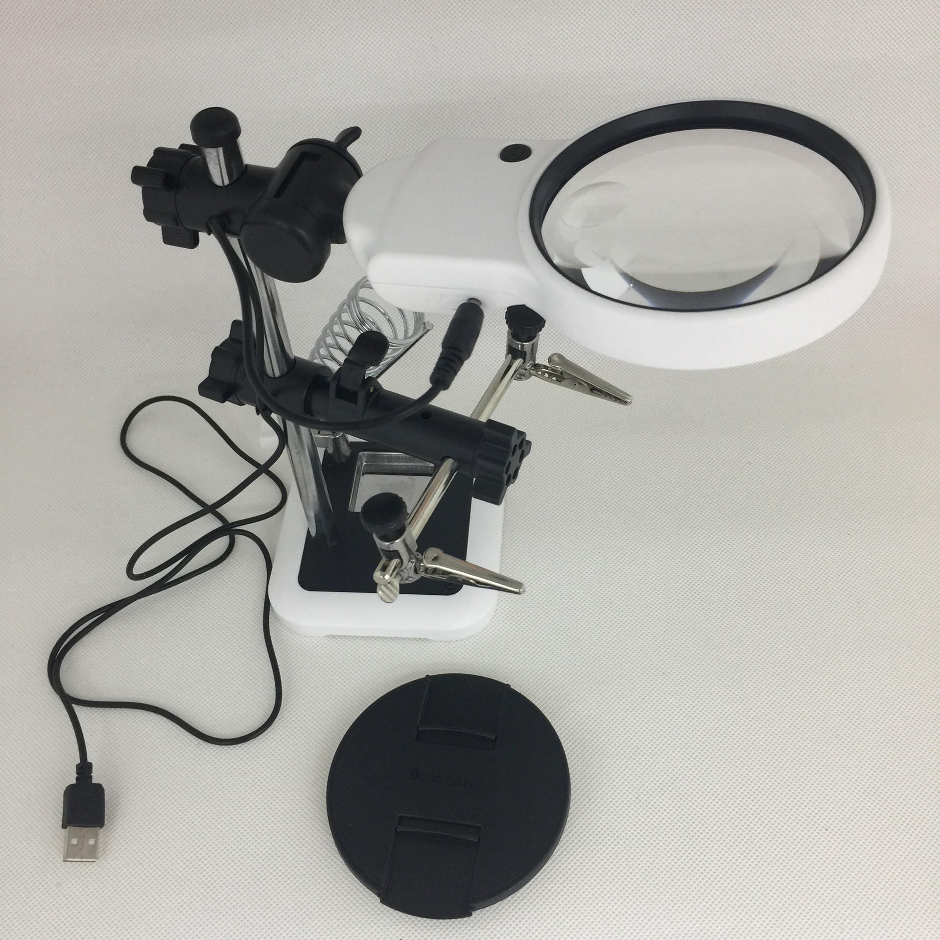 New Multi-Functional Led Auxiliary Clamp Electric Luo Iron Bracket Welding Repair Plug-in/Battery Desktop Clip Magnifying Glass