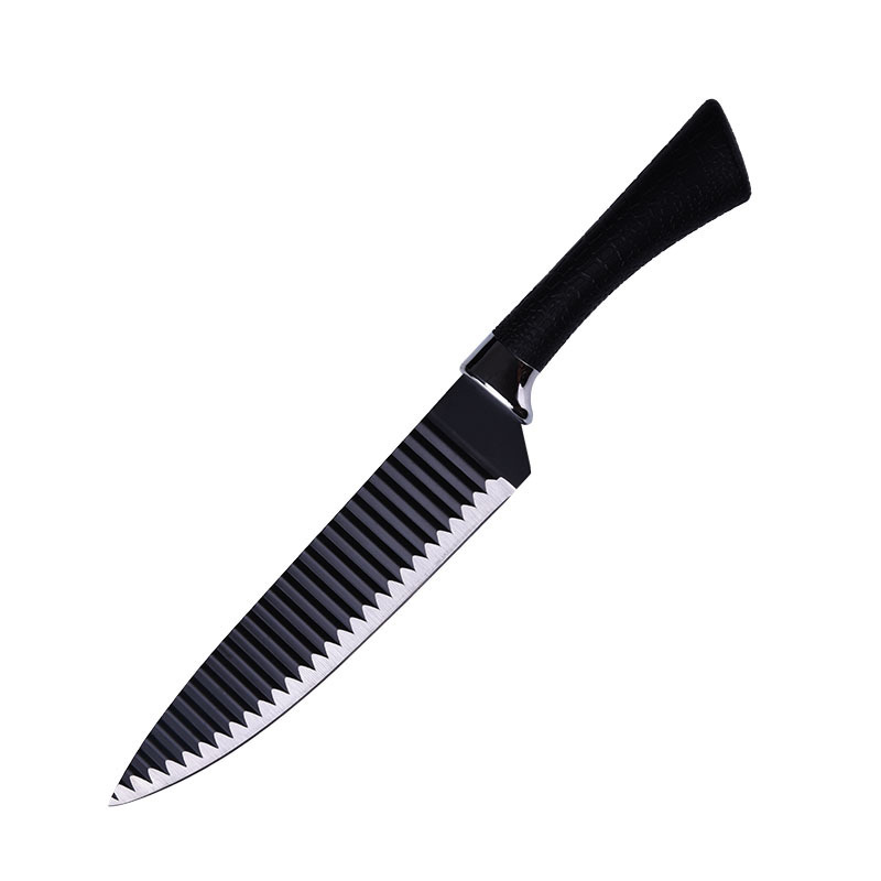 Spot Kitchen Meat Cutting Knife Set 6-Piece Set Stainless Steel Knife Black Wave Grain Non-Stick Gift Set Knife