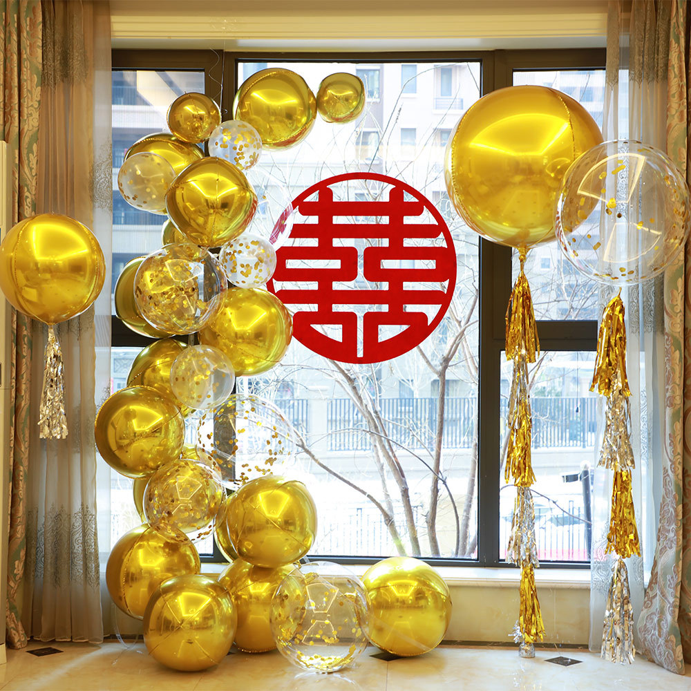 Wedding 4D round Aluminum Foil Irregular Aluminum Film Balloon Chain Wedding Room Party Decoration Wedding Scene Setting Supplies