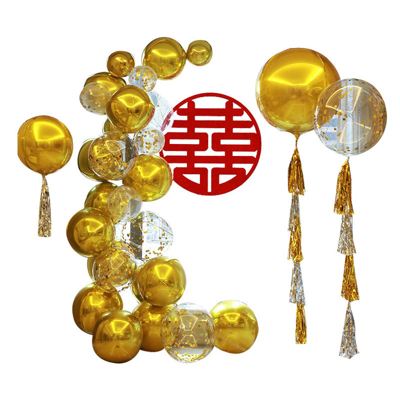 Wedding 4D round Aluminum Foil Irregular Aluminum Film Balloon Chain Wedding Room Party Decoration Wedding Scene Setting Supplies