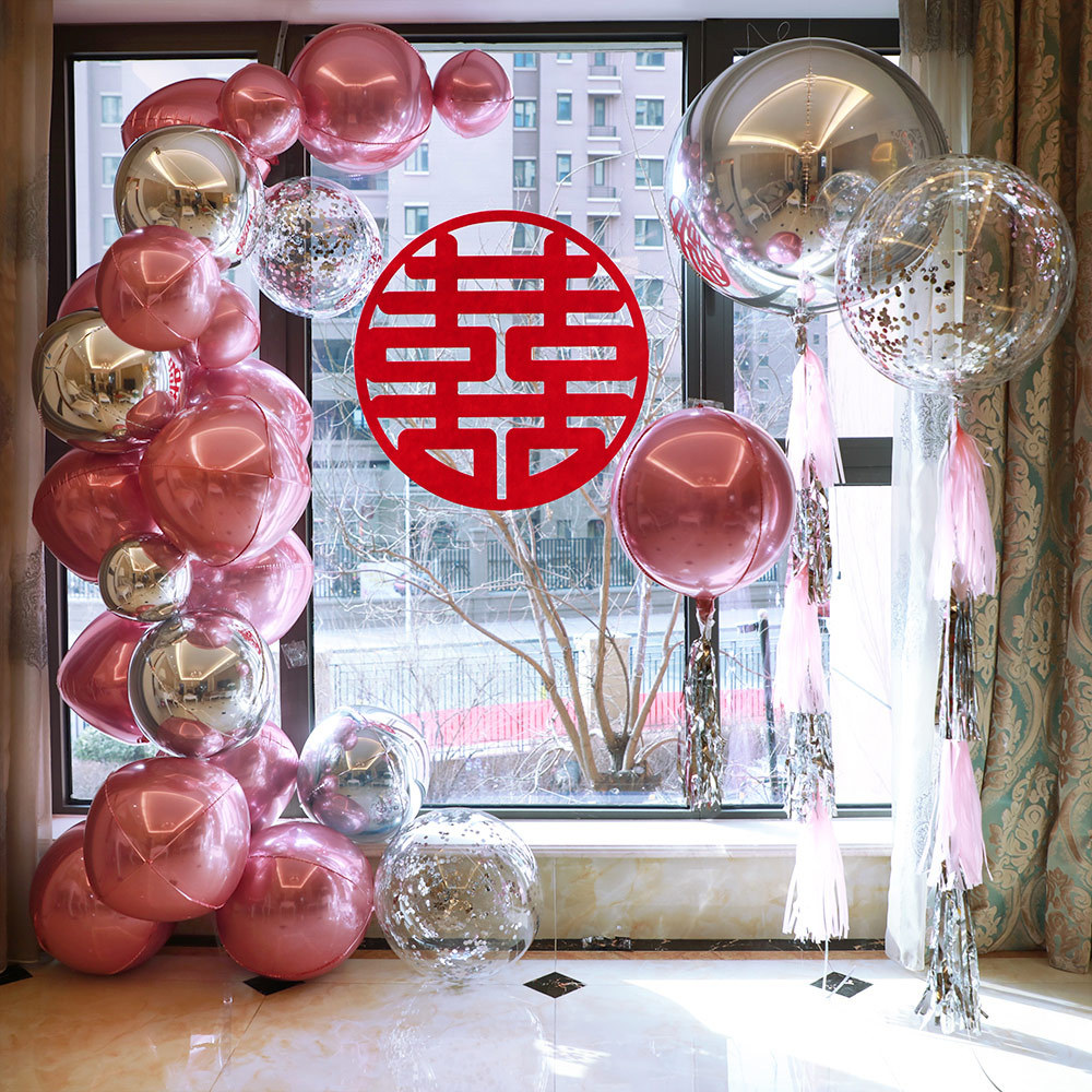 Wedding 4D round Aluminum Foil Irregular Aluminum Film Balloon Chain Wedding Room Party Decoration Wedding Scene Setting Supplies