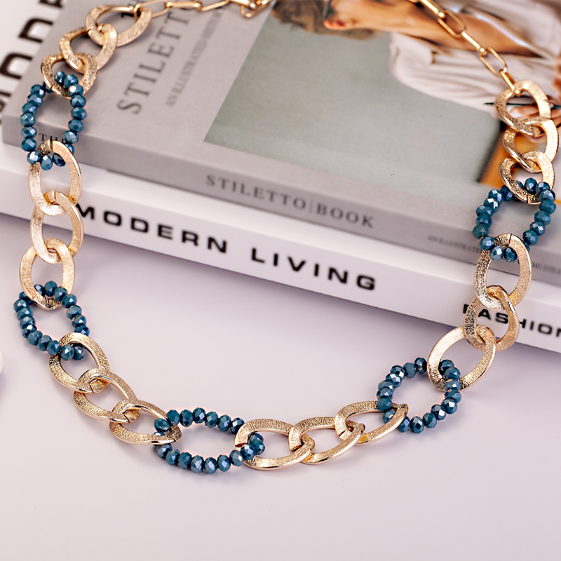 Luxury Crystal Chain Aluminum Ring Thickened Necklace Accessories Handmade Fashion Amazon AliExpress Cross-Border E-Commerce Exclusive