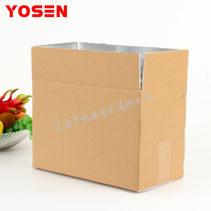 Spot Insulated Carton Kraft Paper Aluminum Foil Box Fruit Express Box Cold Chain Logistics Express Box Support Printing Customization