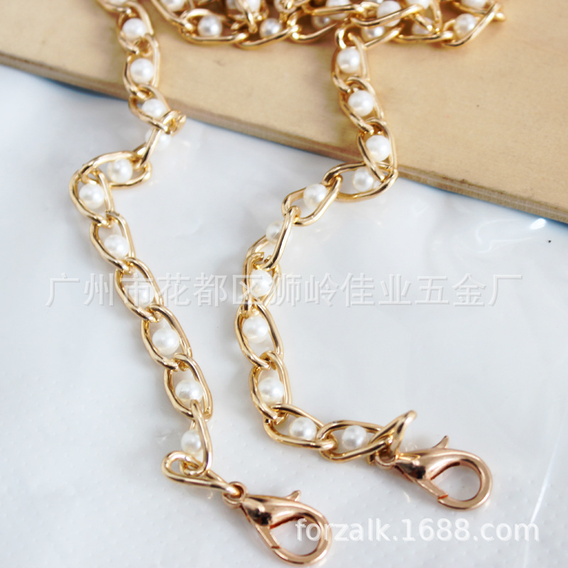 Metal Chain Pearl Bag Chain Phone Case Bag Chain Accessories 8mm Wide Aluminum Chain Clip Bead Belt Lobster Buckle