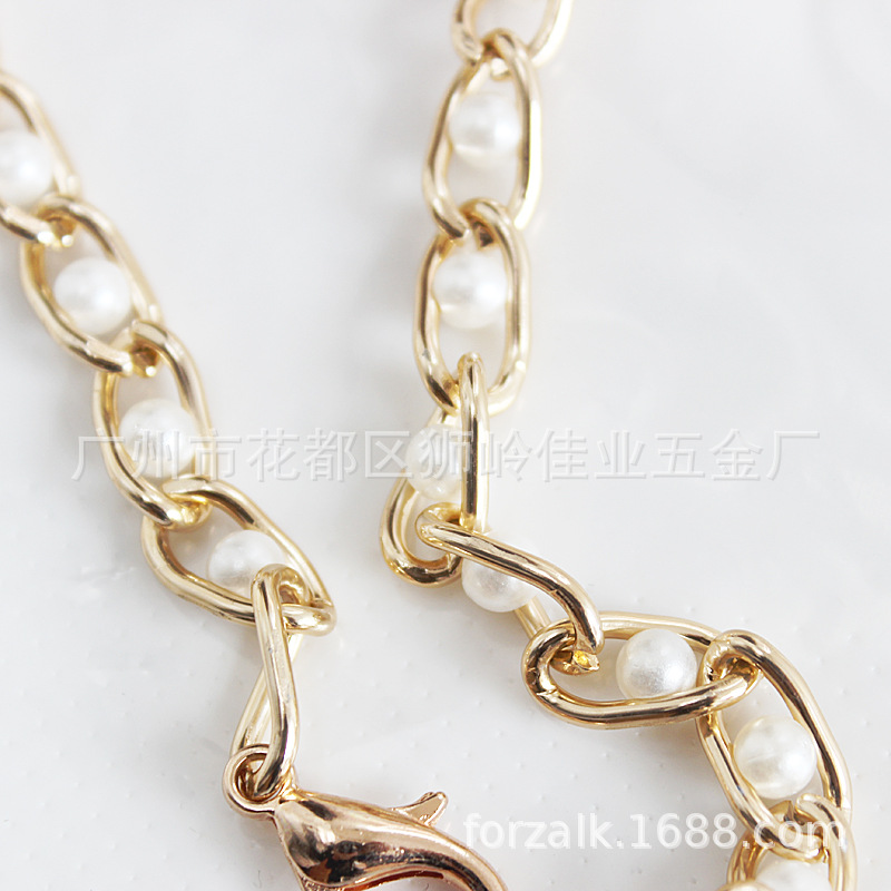 Metal Chain Pearl Bag Chain Phone Case Bag Chain Accessories 8mm Wide Aluminum Chain Clip Bead Belt Lobster Buckle