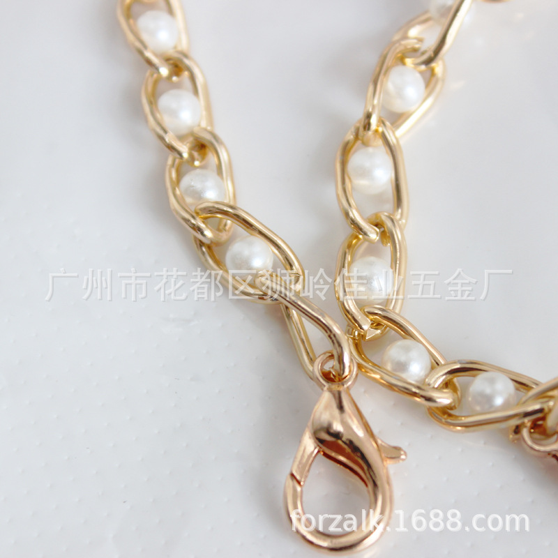 Metal Chain Pearl Bag Chain Phone Case Bag Chain Accessories 8mm Wide Aluminum Chain Clip Bead Belt Lobster Buckle