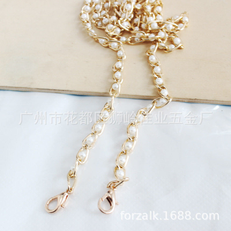 Metal Chain Pearl Bag Chain Phone Case Bag Chain Accessories 8mm Wide Aluminum Chain Clip Bead Belt Lobster Buckle