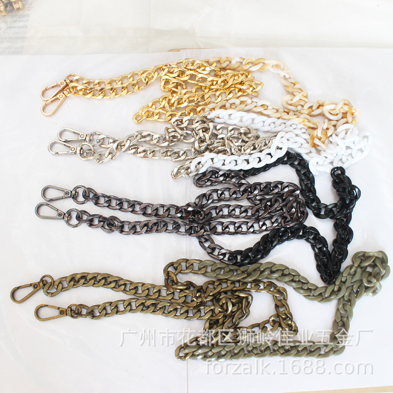 Chain Box and Bag Hardware Accessories Portable Crossbody AcrylicBased Resin Bag Chain with Aluminum Zipper Buckle