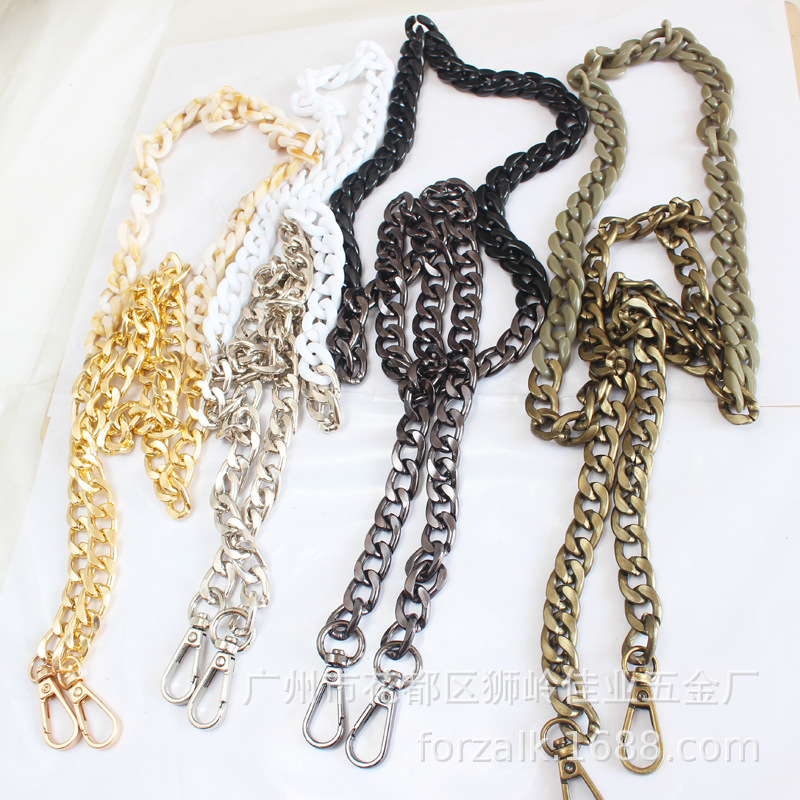 Chain Box and Bag Hardware Accessories Portable Crossbody AcrylicBased Resin Bag Chain with Aluminum Zipper Buckle