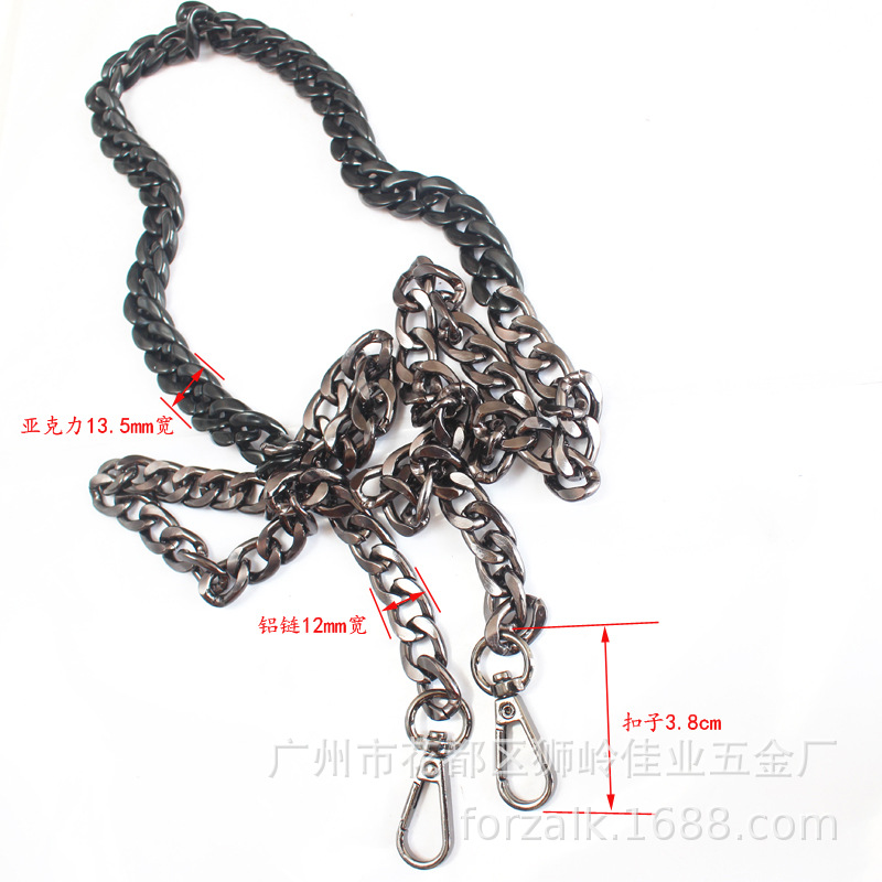 Chain Box and Bag Hardware Accessories Portable Crossbody AcrylicBased Resin Bag Chain with Aluminum Zipper Buckle