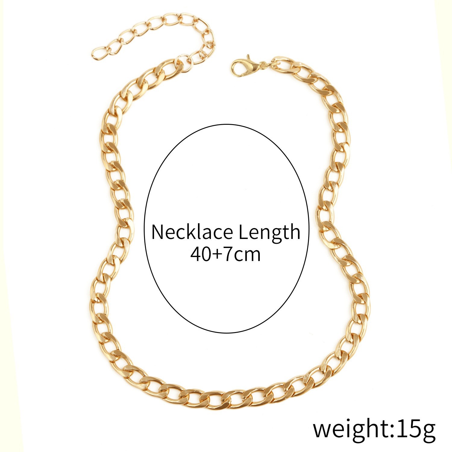 Cross-Border Hot Sale Eye-Catching Accessories Hip Hop Style Non-Fading Simple NK Aluminum Alloy Necklace High-Grade Sweater Chain For Women