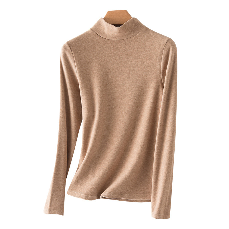 2021 Autumn and Winter New Half Turtleneck Bottoming Shirt Women&#039;s Expanded Meiyabi Long Sleeve Half Collar T-shirt Korean Style Outerwear Top