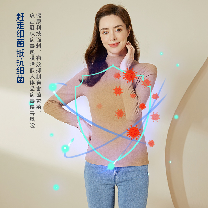 2021 Autumn and Winter New Half Turtleneck Bottoming Shirt Women&#039;s Expanded Meiyabi Long Sleeve Half Collar T-shirt Korean Style Outerwear Top
