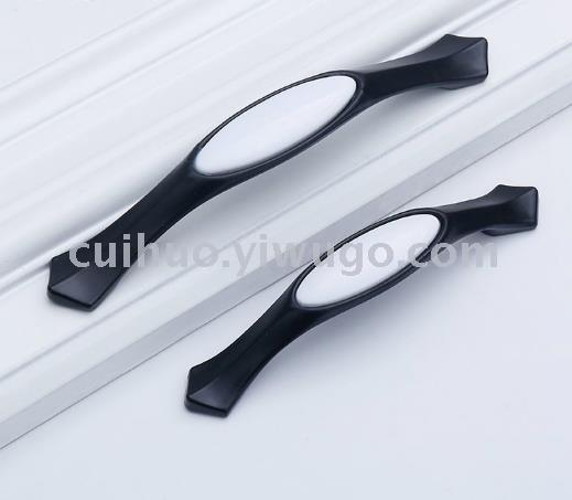 Direct Selling Modern Simple Aluminum Alloy Ceramic Wardrobe and Cabinet Wine Cabinet White and Black Handle Drawer Shoe Cabinet Door Handle