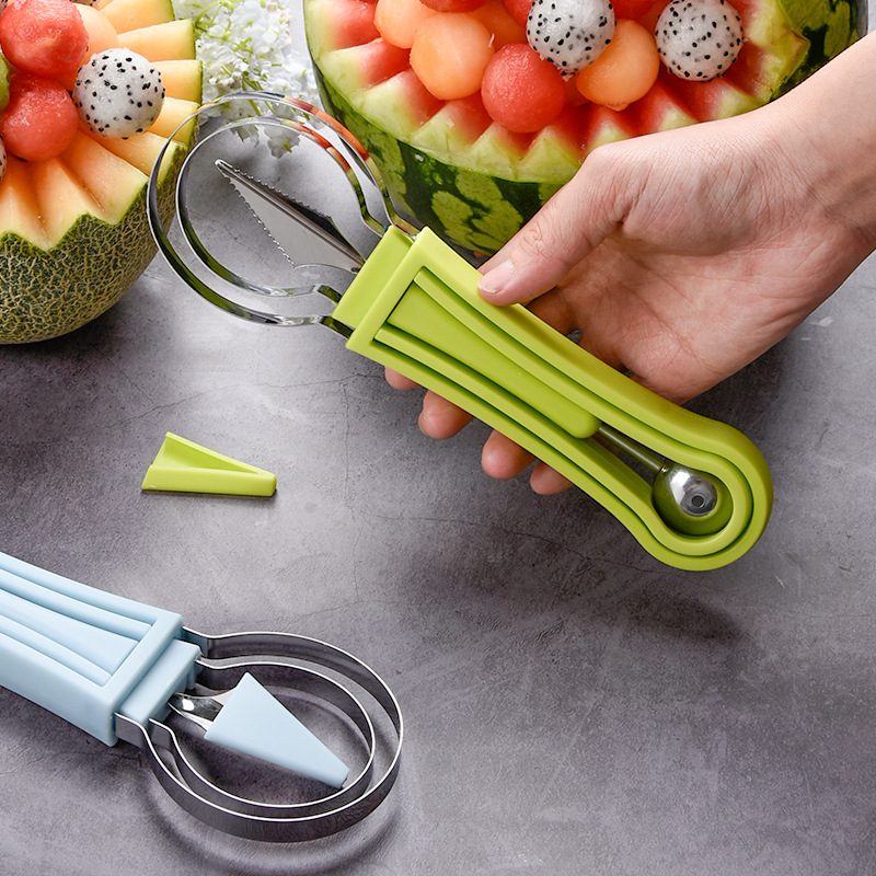 Stainless Steel Fruit Carving Knife Three-Piece Fruit Platter Tool Ball Scoop Set Watermelon Ball Scoop