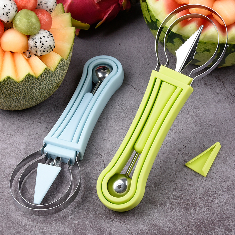 Stainless Steel Fruit Carving Knife Three-Piece Fruit Platter Tool Ball Scoop Set Watermelon Ball Scoop