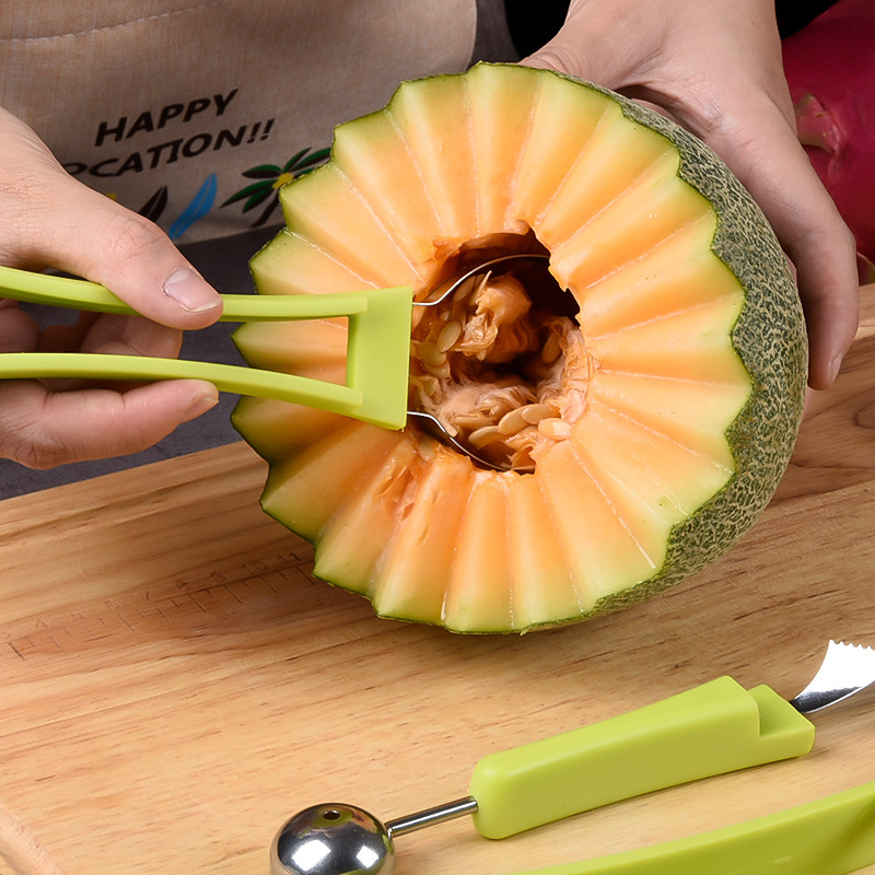 Stainless Steel Fruit Carving Knife Three-Piece Fruit Platter Tool Ball Scoop Set Watermelon Ball Scoop