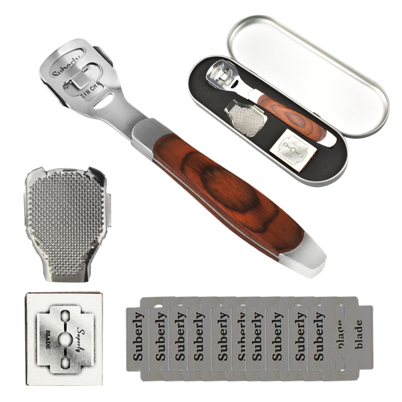 Grinder Stainless Steel Peeling Planing Foot Scraping Knife Foot Cutting Scissors Pedicure Device Heel Planing Set Tool