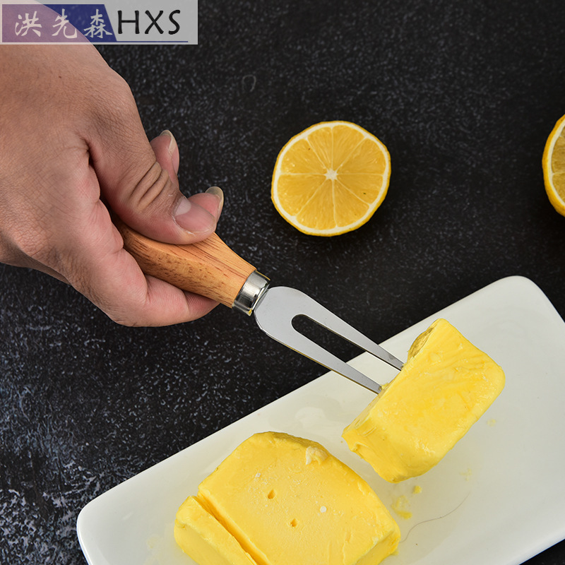 Stainless Steel Cheese Knife Cheese Knife Suit Wooden Handle Cream Cutter Pizza Cutter Baking Tool Cake Cheese Set