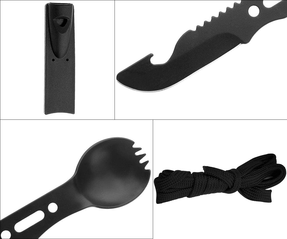 Outdoor Multi-Purpose Spoon Knife Fork Bottle Opener Whistle Outdoor Tools Wild Tableware Fishing Fishing Tool