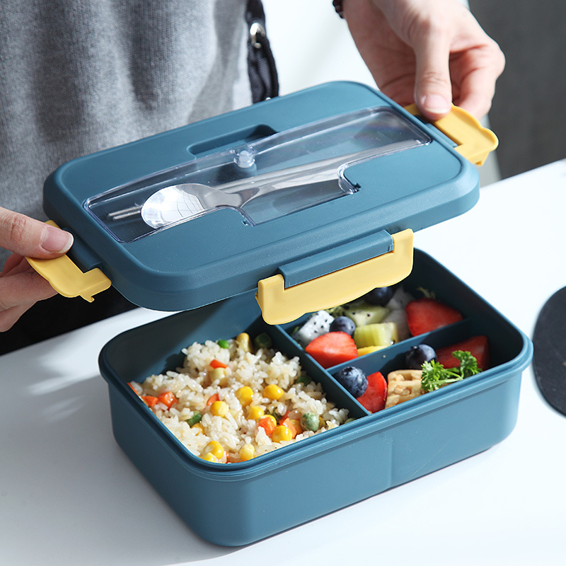Wheat Straw can be Microwavable bento box sealed Student Large capacity can take soup with Lid Compartment crisper box