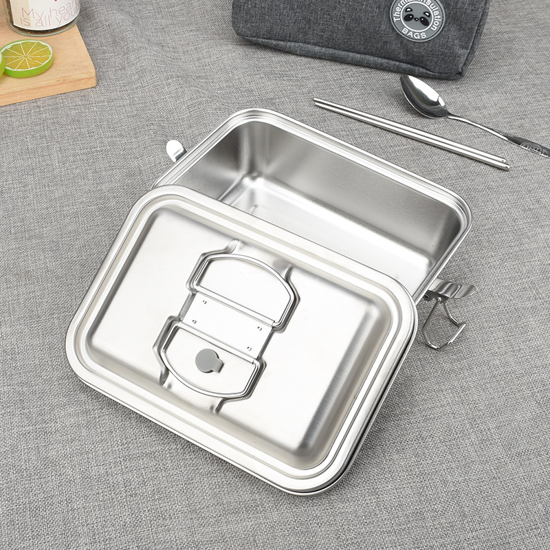 304 Stainless Steel Lunch Box Large Capacity with Lid Employee Student Lunch Box Bento Box Double Deck Compartment 18L